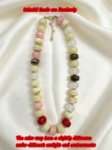 1/2pcs Casual Vintage Fashion Acrylic Colorful Beaded Necklace Set With Small Fish Pendant, Collarbone Necklace For Women, Daily Wear, Date, Bohemian Style, Party, Beach, Vacation, Perfect Birthday, Best Friend, Halloween, Christmas Gift (Slight Color Difference Under Different Lighting) - Multicolor - View 10