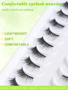 Half Eyelashes Corner Lashes Natural Lashes Half Lashes Faux Mink End Lashes Corner Eyelashes 3/4 Lashes Wispy 10 Pairs - Black - View 4