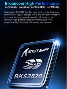 Mouse Gaming Bluetooth Nirkabel ATTACK SHARK, Daya Tahan Baterai Lama, Tiga Mode, Ringan - View 9