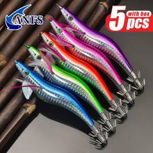 ANFS 5pcs Squid Fishing Lure -Egl Lure Fishing Bait Squid Jigs For Octopus Cuttlefish, Saltwater Hard Bait - Multicolor - View 2