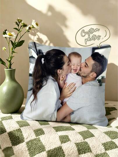 1 pieza Funda de almohada personalizada con foto, funda de cojín con retrato familiar y foto de pareja impresa, regalo de aniversario recuerdo de memoria, decoración del hogar para ventana de bahía, respaldo de sofá, funda de cojín, inserto de almohada no incluido