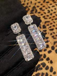 1對奢華立方鋯石水滴耳環，適合女性佩戴，可用於婚禮、訂婚、情人節等場合，也是送給媽媽、母親、母親節的理想禮物 - 1# - 查看 2