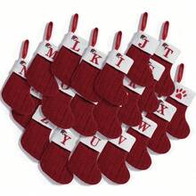 1pc Cute Letter Christmas Sock Decoration Creative Christmas Tree Hanging Ornament Woolen Knitted Socks Decor Prop - A - View 8