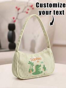 1pc Customized Name Cartoon Animal Pattern Underarm Bag, Can Be Customized According To Your Unique Design, Perfect For Children To Print Their Own Name Or Print Their Sister's And Classmates' Names As A Gift To Give To Others - Multicolor - View 5