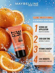 Maybelline 美寶林 Nude Glow Radiance 乳液 #03 試用裝 5ml，1/3件可選，改善肌膚紋理，三重精華保濕，維生素C亮白，提亮膚色，適合中性至油性肌膚 - 美寶蓮早C管素顏霜 03 - 查看 7