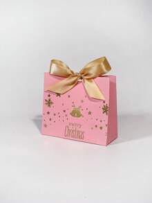 5pcs Merry Christmas Gift Bags With Satin Ribbon Bows, Gold Foil Bells Snowflakes Stars And Reindeer Print, Assorted Color Mini Packaging For Jewelry, Small Presents, Xmas Party Favors, Stocking Fillers And Holiday Gift Exchange - 11.5X4.5X10cm - View 10