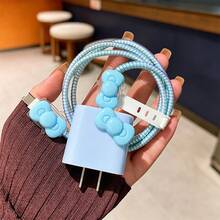 SANRIO 1 Set Bowknot Charger Protective Case Compatible With Apple Laser Gradient Data Cable Protective Rope Set Cute Girly Style Anti-Breakage Cable Organizer - Multicolor - View 3