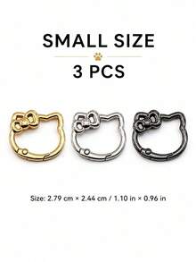 3pcs Sanrio Hello Kitty Charms For Jewelry Making, 3PCS Cat Head Carabiner Keychain Clasp, Metal Spring Clasp, , DIY Bag Charm & Keyring Accessories - Charms - View 7