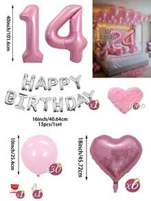 粉色與銀色氣球花環生日套組，40英吋大數字箔氣球，適合男士與女士，16歲生日、18歲生日、20歲生日、21歲生日、25歲生日、30歲生日、35歲生日、45歲生日派對裝飾 - 粉紅銀色 - 查看 21