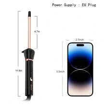 Hatteker 1pc 9mm Mini Air Bangs Ceramic Curling Iron, Small Ramen Curl Electric Curling Wand For Woolly Curls - EU C Type Plug(220-240V) - View 4