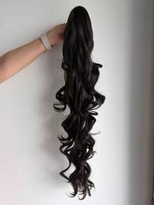 32 Inch Long Wavy Ponytail Wig, Synthetic Fiber Heat-Resistant Clip-In Wavy Ponytail Wig, Suitable For Women, Halloween - Coffee Brown - View 3