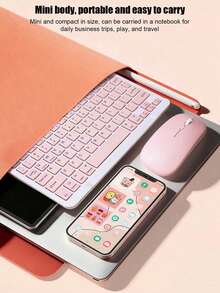 Lightweight Wireless Rechargeable Keyboard And Mouse Combo, Ultra-Thin Portable Wireless Keyboard And Mouse Set, Wireless Bluetooth Mini Type-C Rechargeable 10-Inch Square Keyboard Suitable For Laptop, Tablet, Small Girls Office Silent Typing Fully Compatible With IPad/Android Tablet/Phone/Laptop And PC, Multi-Device Three-System Universal, Turn Phone/Tablet Into Computer - View 5