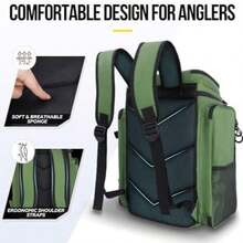 Multi-Scenario Lure Fishing Gear Backpack, 18 Pockets And Fishing Rod Holder, High-Density Waterproof Oxford Fabric, Honeycomb Breathable Back Pad With D-Ring, Large Capacity Gear Storage Space, Suitable For Outdoor Fishing, Hiking, Travel And Cycling - Multicolor - View 10
