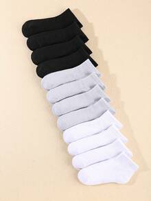 1/12/24 Pairs Random Style Solid Color Mid-Calf Sports Socks, Back To School Autumn Socks For Teenage Girls, Halloween Socks, Girls' Socks, Boys' Socks - Multicolor - View 6