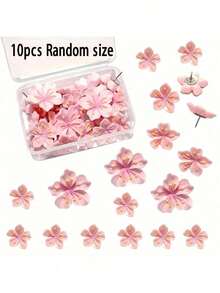 10pcs/20pcs/30pcs Pink Floral Push Pins - Decorative Flower Head Pins, Suitable For Cork Board, Photos, Wall Maps And School Supplies - Multicolor - View 14
