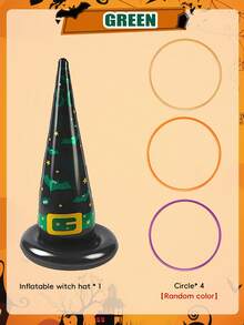 15/5/1pc Inflatable Witch Hat Ring Toss Game Set,Halloween Party Supplies, Reusable PVC Inflatable Game Props With Throwing Rings, Multiple Sets Available, For Yard Lawn Backyard Indoor Outdoor Halloween Holiday Decoration Group Activity - Multicolor - View 9