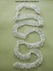 1pc White Ruffled Mesh Ribbon Garland Christmas Tree Swag Trim Xmas Mantel Fireplace Stair Handrail Window Party Backdrop Festive Hanging Streamer Holiday Home Layout Decor Winter Scene Ornament Decorative Accessory - Multicolor 4 - View 14