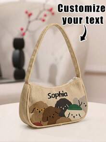 1pc Customized Name Cartoon Animal Pattern Underarm Bag, Can Be Customized According To Your Unique Design, Perfect For Children To Print Their Own Name Or Print Their Sister's And Classmates' Names As A Gift To Give To Others - Multicolor - View 12