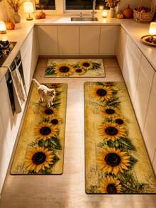 1pc Autumn Harvest Sunflower Kitchen Rug, Summer Fresh Style, Decorative Rug, Bedroom Decor, Small Rug, Carpet, Home Decor, Living Room Rug, Living Room Small Rug, Bedroom Rug, Living Room Home Decor, Outdoor Rug, Washable Rug - Multicolor 6 - View 4