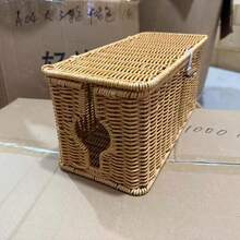 1 st förvaringsbox för grenuttag på skrivbord, vävd textur, nordisk lantstil, plastmaterial, lämplig för sovrum, kan förvara grenuttag och kablar, vardagsrumsdekor, höstdekor för hemmet, rumsdekoration - Multifärgad - Visa 8