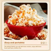 6-piece set (1pcs popcorn machine + 5 pcs popcorn bags)Mini Automatic Popcorn Machine, Plastic Hot Air Turbine Heating, Electric Popcorn Maker for Home Use, One-Touch Operation, Oil-Free, - Ideal for Watching Movies and TV Shows - Rojo - Ver 6