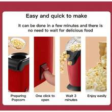 6-piece set (1pcs popcorn machine + 5 pcs popcorn bags)Mini Automatic Popcorn Machine, Plastic Hot Air Turbine Heating, Electric Popcorn Maker for Home Use, One-Touch Operation, Oil-Free, - Ideal for Watching Movies and TV Shows - Rojo - Ver 8