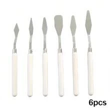 Red Handle Palette Knife Set - 6pcs/4pcs/2pcs. Stainless Steel Scraper. Suitable For Oil Painting, Acrylic Painting, Watercolor Painting. Suitable For Canvas Painting, DIY Crafts And Pottery Painting Tools. - Multicolor - View 7