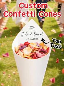 Customizable Text Petal Paper Cones, Suitable For Wedding Favors, Bridal Showers, Birthday Confetti, Christmas, And Halloween Party Decorations. - Multicolor - View 2