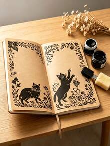 Rectangular Cat & Floral Hollow Painting Stencil Set, Vintage Pastoral Cat, Floral, Grape, Lily Pattern Hand-Drawn Stencils, Scrapbook Border, Bookmark, Wooden Cabinet Decoration Graffiti Templates, Reusable Handmade Art Painting Tools - Multicolor - View 6