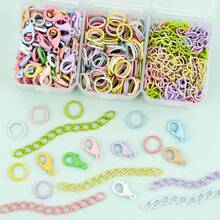 200pcs/Box DIY Keychain Accessories Making Kit, Random Mixed Colors, Includes 50pcs Lobster Clasps, 50pcs 4-Section Extension Chains, 100pcs Jump Rings, Zinc Alloy Spring Clasps, Bead Connectors, Suitable For DIY Dolls, Plushies, Keychains, Bag Charms, Key Chains, Portable Hook Accessories Making Materials, DIY Keychain Accessories Making - Lobster Clasp & Jump Ring & Tail Chain - View 9