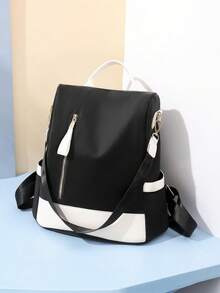 1PC Anti-Theft Laptop Backpack, Anti-Cut Back Design, Business Commute Student Large Capacity Backpack, Fits 14-15.6 Inch Laptop, Minimalist Colorblock Fashion, Unisex - Black - View 31