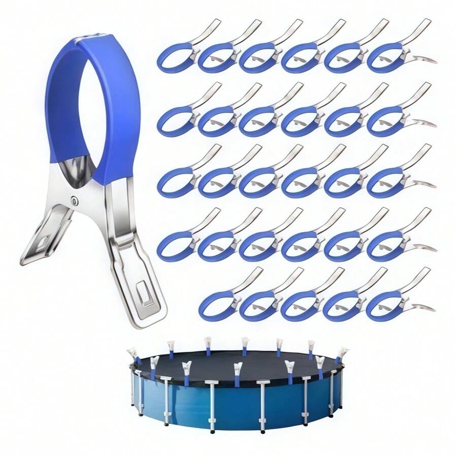 20pcs Practical Heavy‑Duty Windproof Tarp Clips Upgraded Thickened Pool Cover Fastener Strong Lock‑Grip Resist Wind Tearing UV‑Stable Non‑Scratch Design For Above‑Ground Pool Winter Solar Cover Camping Awning Laundry Blanket Fixing Gear - Multicolor - View 1