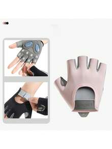 1 par de guantes de fitness antideslizantes de media dedo, guantes deportivos transpirables, guantes de entrenamiento de gimnasio unisex para ciclismo, levantamiento de pesas, yoga y entrenamiento de fitness - A - Ver 5