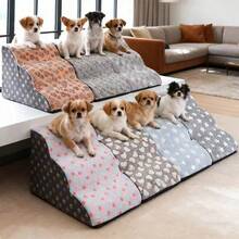 1pc Cartoon Pet Stairs, High Elasticity Foam Dog Steps 2/3/4 Levels, Pet Ramp, Suitable For Small Dogs And Cats, Non-Slip And Washable, Pet Climbing Stairs, Sofa Bed Climbing Support, For Elderly And Disabled Pets, Pet Stairs Furniture Protection Pad - Multicolor - View 6