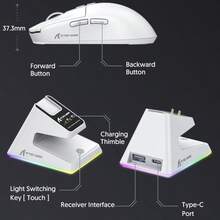 ATTACK SHARK Mouse Nirkabel Ringan PAW3395 Gaming Tiga Mode Mouse Bluetooth Nirkabel Pengisian Daya dengan Basis RGB Mouse Gaming Kompetitif Komputer - View 12