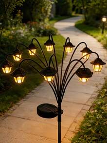 1pc-6 LED Lantern, Outdoor Solar Powered Vintage Palace Lantern, Garden Landscape Decoration, Holiday Party Backdrop, Chinese Palace Style Outdoor Decorative Light IP65 - Palace Lantern - View 6