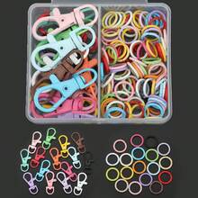 112pcs/Box DIY Random Mixed Color Key Ring Making Parts, Includes 12pcs Colorful Enamel Rotating Lobster Clasp + 100pcs Jump Rings, Suitable For Braided DIY Keychains, Bag Charms, Spring Clasps, Pet Collar Connectors, Open Connectors, Keychain Accessory Making Materials, DIY Key Ring Accessory Making - Lobster Buckle & Jump Ring - View 10