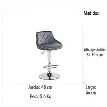 Juego Set de 2 Bancos con Respaldo Redondo para Barra, Desayunador o Cocina Diseño Minimalista Corte Fino Y Elegante Diseño Ergonómico Y Comodo Se Adapta A La Medida Ideal para El Hogar - Gris - Ver 2