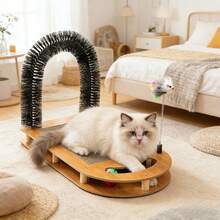 2pcs Cat Scratching Board With Grooming Brush And Arch Toy - Interactive Self-Grooming Station, Soft Bristles, Non-Slip Base And Scratch-Resistant Surface, Suitable For Indoor Cats, Multi-Functional Climbing Toy For Pet Bed And Floor - Multicolor - View 3