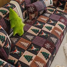 1pc Christmas Reindeer & Christmas Tree Patchwork Sofa Cover, Soft & Comfortable, Easy To Install, Non-Slip & Durable, Pet Stain Resistant, Suitable For 1-4 Seater Sofa, All Season Use, Living Room Bedroom Study, Machine Washable, Enhance Home Happiness - Purple - View 4