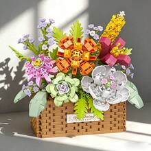817pcs Flower Basket Building Blocks Set, Floral Set, Interlocking Toy Set, Creative Plant Floral Decor Model Toy, Home Office Desk Centerpiece Decoration, Ideal Gift For Flower Lovers, Mother's Day, Birthday, Christmas, Valentine's Day, Easter - Multicolor - View 9