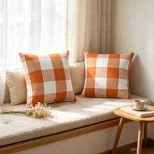 2PCS Watercolor White Pumpkin Maple Leaf Fall Throw Pillow Covers Autumn Harvest Botanical Farmhouse Sofa Bedroom Home Decor, Without Inserts - Orange - View 5