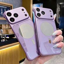 Magnetic Shockproof Phone Case Compatible With IPhone, Large Opening Full Camera Lens Protection, Matte Wavy Pattern Anti-Fingerprint Protective Cover, Compatible With Wireless Charger, Designed For Women, Suitable For IPhone 18/Ultra/17/16/15/14/13/12 Series - Purple - View 5
