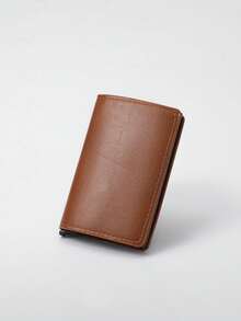 6/1pc Men's Slim RFID Wallet, Auto-Eject Card Holder, Black Aluminum Alloy, Solid Plain, Lightweight, All-Season Casual, For Daily Commute. - Multicolor - View 12
