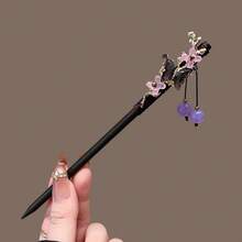 5pcs Shiny Bohemian Wooden Chinese Style Hair Sticks, Vintage High-End Sandalwood Hair Pins With Tassels And Dangles, Hanfu Wooden Hair Accessories, Suitable For All Seasons - Multicolor - View 6