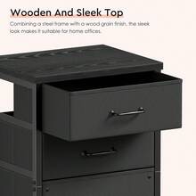 3 Drawer Mobile File Cabinet On Wheels Fits A4 Size For Home Office |   Rustic Brown2, Fabric Vertical Filing Cabinet Fits Letter Size - Black - View 5