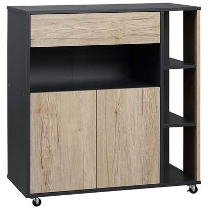 aosom HOMCOM Mobilier Auxiliar de Bucătărie Multifuncțional din lemn cu Roți, 80x39x86.5cm