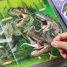 1PC Animal World Sticker Book For Kids, 6 Animal Themes, Home Educational Quiet Time Activity, Perfect For Christmas/Birthday/Halloween/Thanksgiving Gifts - A Dinosaur Sticker Book - View 3