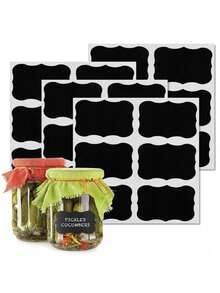 24 Pcs Self Adhesive Jar Labels In PVC, Reusable Write On Stickers For Spices Preserves Containers And Storage, 5 * 3.5 Cm Black Labels For Easy Kitchen Office And Garden Organization, Ideal For Jars, Boxes And Decorations - Black - View 7