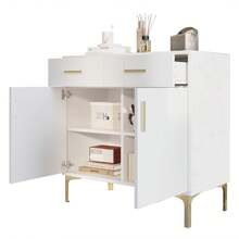 Sideboard White With Storage With Drawers With Doors Made Of Wood For Dining Room And Living Room - White - View 9